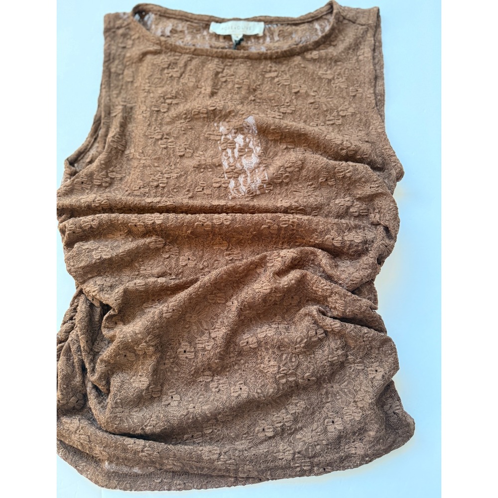 Rose + Olive Womens Brown Lace Ruched Sleeveless Tank Top RN155730 Size S NWT